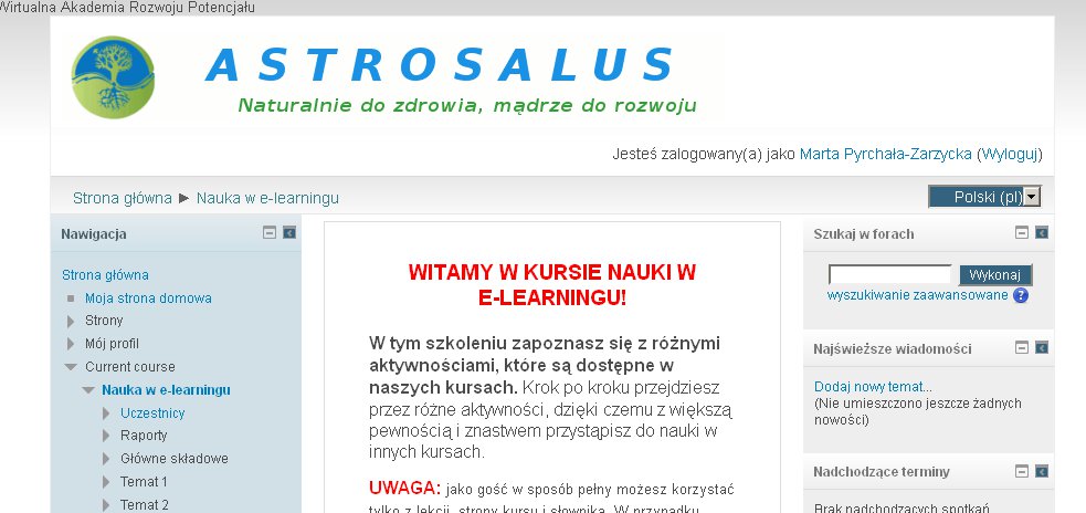 Logowanie do kursu online